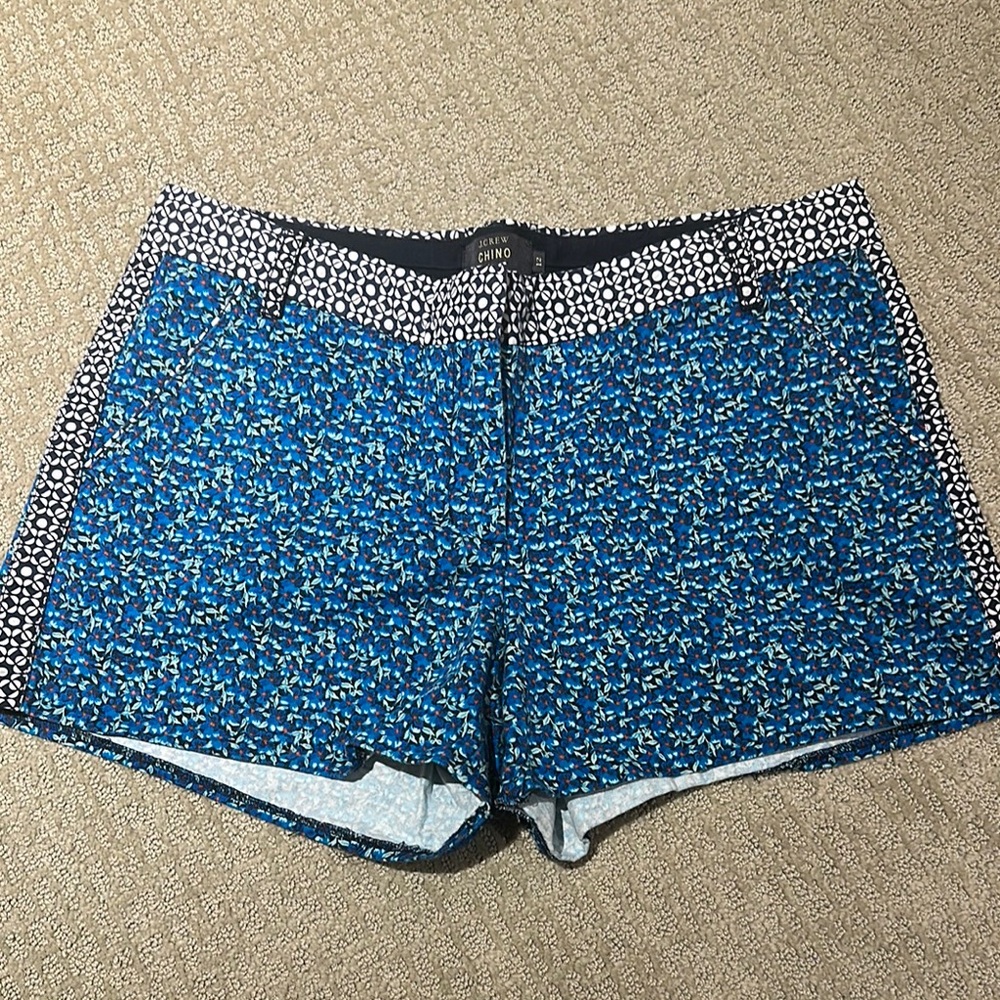 J. Crew Blue Bermuda Shorts with Geometric Pattern